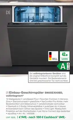 EP Siemens einbau-geschirrspüler sn65ex00bd Angebot