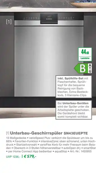 EP Siemens unterbau-geschirrspüler sn43euepte Angebot