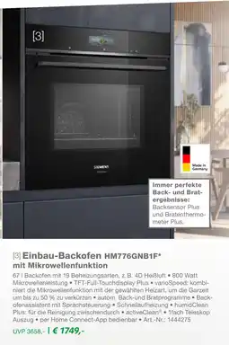 EP Siemens einbau-backofen hm776gnb1f mit mikrowellenfunktion Angebot
