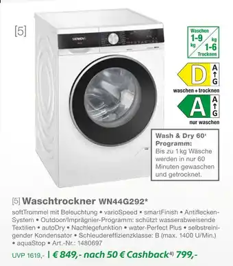 EP Siemens waschtrockner wn44g292 Angebot