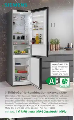 EP Siemens kühl-/gefrierkombination mk69kgnxab Angebot