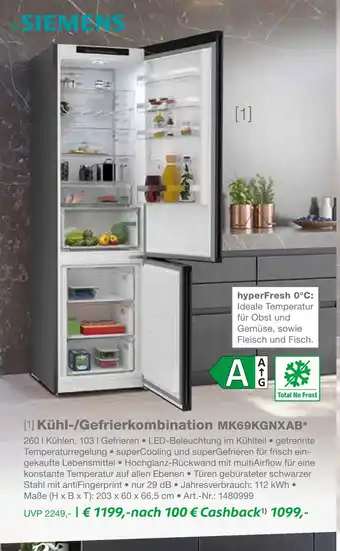 EP Siemens kühl-/gefrierkombination mk69kgnxab Angebot