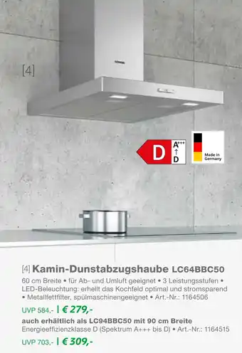 EP Siemens kamin-dunstabzugshaube lc64bbc50 Angebot