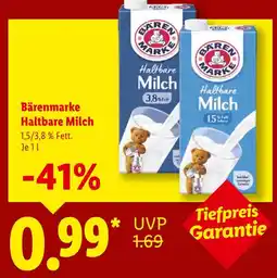 Lidl Bärenmarke haltbare milch 3,8 % fett Angebot