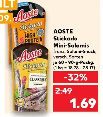 Kaufland Aoste stickado mini-salamis high protein Angebot