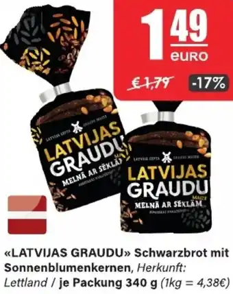 LEDO LATVIJAS GRAUDU Schwarzbrot mit Sonnenblumenkernen Angebot