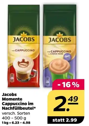 NETTO Jacobs Momente Cappuccino im Nachfüllbeutel 400-500g Angebot