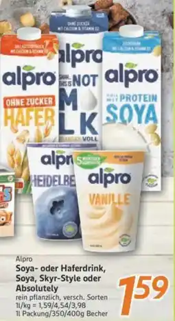 inkoop Alpro Soya- oder Haferdrink, Soya, Skyr-Style oder Absolutely Angebot