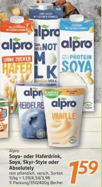 inkoop Alpro Soya- oder Haferdrink, Soya, Skyr-Style oder Absolutely Angebot