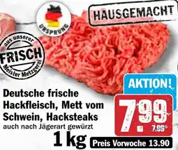 HIT Deutsche frische Hackfleisch, Mett vom Schwein, Hacksteaks Angebot