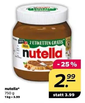 NETTO Nutella 750g Angebot