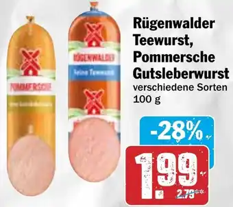 HIT Rügenwalder Teewurst, Pommersche Gutsleberwurst Angebot