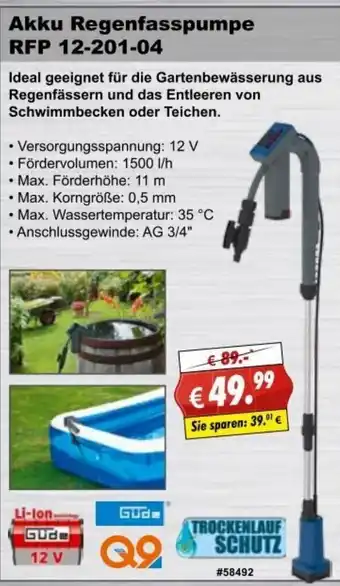 Stabilo Fachmarkt Akku Regenfasspumpe RFP 12-201-04 Angebot