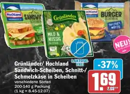 HIT Grünländer/ Hochland Sandwich-Scheiben, Schnitt-/ Schmelzkäse in Scheiben Angebot