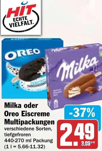 HIT Milka oder Oreo Eiscreme Multipackungen Angebot