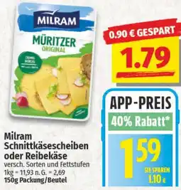 NP Discount Milram Schnittkäsescheiben oder Reibekäse Angebot
