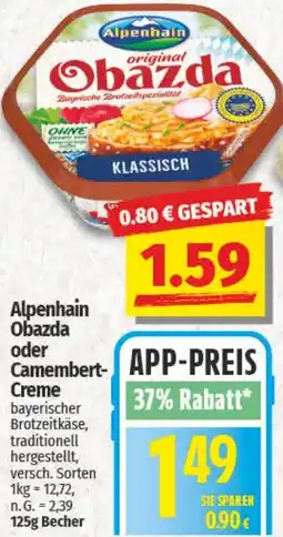NP Discount Alpenhain Obazda oder Camembert Creme Angebot