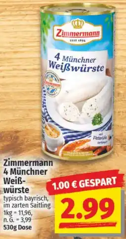 NP Discount Zimmermann 4 Münchner Weißwürste Angebot
