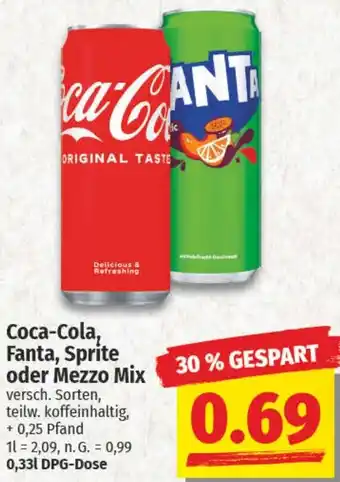 NP Discount Coca-Cola, Fanta, Sprite oder Mezzo Mix Angebot