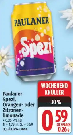 NP Discount Paulaner Spezi, Orangen- oder Zitronenlimonade Angebot