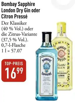 Galeria Markthalle Bombay Sapphire London Dry Gin oder Citron Pressé Angebot