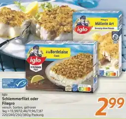 inkoop Iglo Schlemmerfilet oder Filegro Angebot