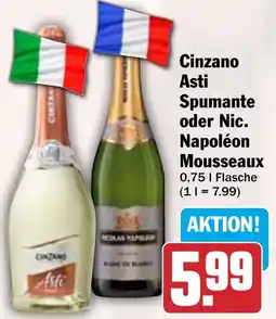 HIT Cinzano Asti Spumante oder Nic. Napoléon Mousseaux Angebot