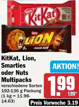 HIT KitKat, Lion, Smarties oder Nuts Multipacks Angebot