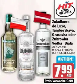 HIT Zoladkowa de Luxe, Tambovskaya, Grasovka oder Zubrowka Vodka Biala Angebot