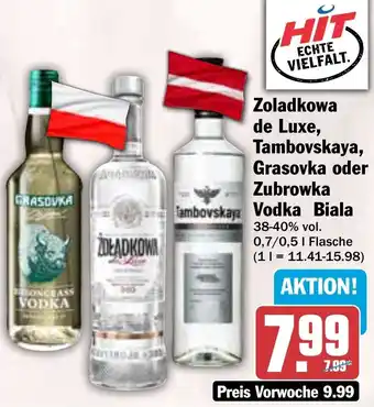 HIT Zoladkowa de Luxe, Tambovskaya, Grasovka oder Zubrowka Vodka Biala Angebot