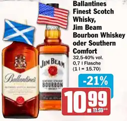 HIT Ballantines Finest Scotch Whisky, Jim Beam Bourbon Whiskey oder Southern Comfort Angebot