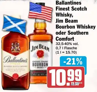 HIT Ballantines Finest Scotch Whisky, Jim Beam Bourbon Whiskey oder Southern Comfort Angebot
