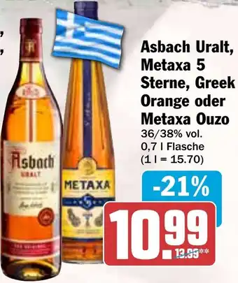 HIT Asbach Uralt, Metaxa 5 Sterne, Greek Orange oder Metaxa Ouzo Angebot
