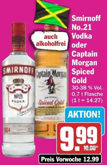 HIT Smirnoff No.21 Vodka oder Captain Morgan Spiced Gold Angebot
