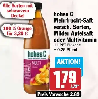 HIT hohes C Mehrfrucht-Saft versch. Sorten, Milder Apfelsaft oder Multivitamin Angebot