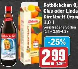 HIT Rotbäckchen oder Lindavia Direktsaft Orange Angebot