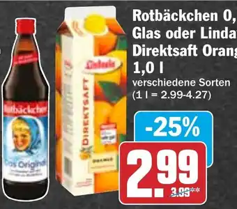 HIT Rotbäckchen oder Lindavia Direktsaft Orange Angebot