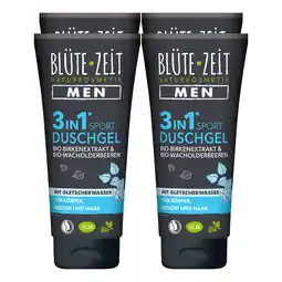 Netto Marken-Discount BLÜTE-ZEIT Men Duschgel 3in1 Sport BIO-Birkenextrakt & BIO-Wacholderbeere 200 ml, 4er Pack Angebot