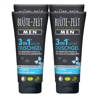 Netto Marken-Discount BLÜTE-ZEIT Men Duschgel 3in1 Sport BIO-Birkenextrakt & BIO-Wacholderbeere 200 ml, 4er Pack Angebot