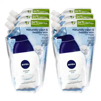 Netto Marken-Discount NIVEA Flüssigseife Creme Soft Nachfüllbeutel 500 ml, 6er Pack Angebot