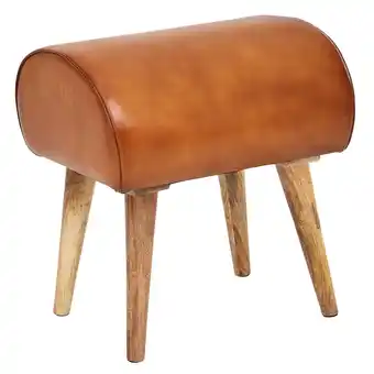 Netto Marken-Discount KADIMA DESIGN Echtleder Sitzhocker aus Massivholz, Braun, 45x53x40 cm, 120 kg Belastbarkeit Angebot