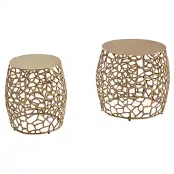 Netto Marken-Discount KADIMA DESIGN 2-teiliges Satztisch-Set aus Gold-Aluminium, Handgefertigt mit Aststruktur Angebot