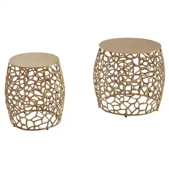 Netto Marken-Discount KADIMA DESIGN 2-teiliges Satztisch-Set aus Gold-Aluminium, Handgefertigt mit Aststruktur Angebot