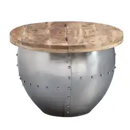 Netto Marken-Discount KADIMA DESIGN Couchtisch SERCHIO, rund, Industrial-Stil, Massivholz/Metall, Stauraum Angebot