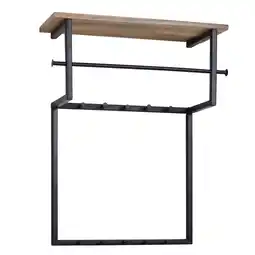 Netto Marken-Discount KADIMA DESIGN Wandgarderobe aus Massivholz und Metall, 10 Haken, Kleiderstange, Ablage Angebot