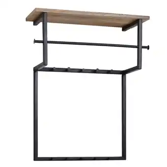 Netto Marken-Discount KADIMA DESIGN Wandgarderobe aus Massivholz und Metall, 10 Haken, Kleiderstange, Ablage Angebot