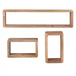 Netto Marken-Discount KADIMA DESIGN Wandregal Set TEKO CUBES: 3-teilig, abgerundete Ecken, hohe Belastbarkeit, Massivholz Angebot