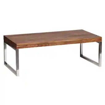 Netto Marken-Discount KADIMA DESIGN Couchtisch ISEN: Massivholz, Chromfüße, 120x40x60 cm, handgefertigt, Sheesham/Akazie Angebot