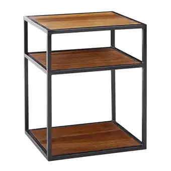 Netto Marken-Discount KADIMA DESIGN Massiver Sheesham-Holz Nachttisch, Industrie-Stil, 3 Ablagen, 40x50x35 cm Angebot