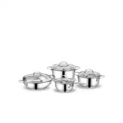 Netto Marken-Discount Korkmaz Lea Topfset aus hochwertigem 18/10-Edelstahl - 8-teiliges Set Angebot